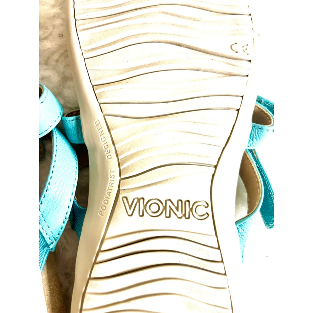 Vionic Karley women's toe post sandal in turquoise leather size 10 - Picture 8 of 8